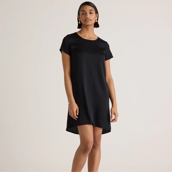 Quince Dresses & Skirts - Quince Washable Stretch Silk Tee Dress Black M